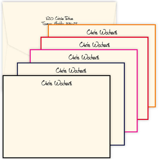Triple Thick Cosmopolitan Flat Note Cards - Raised Ink